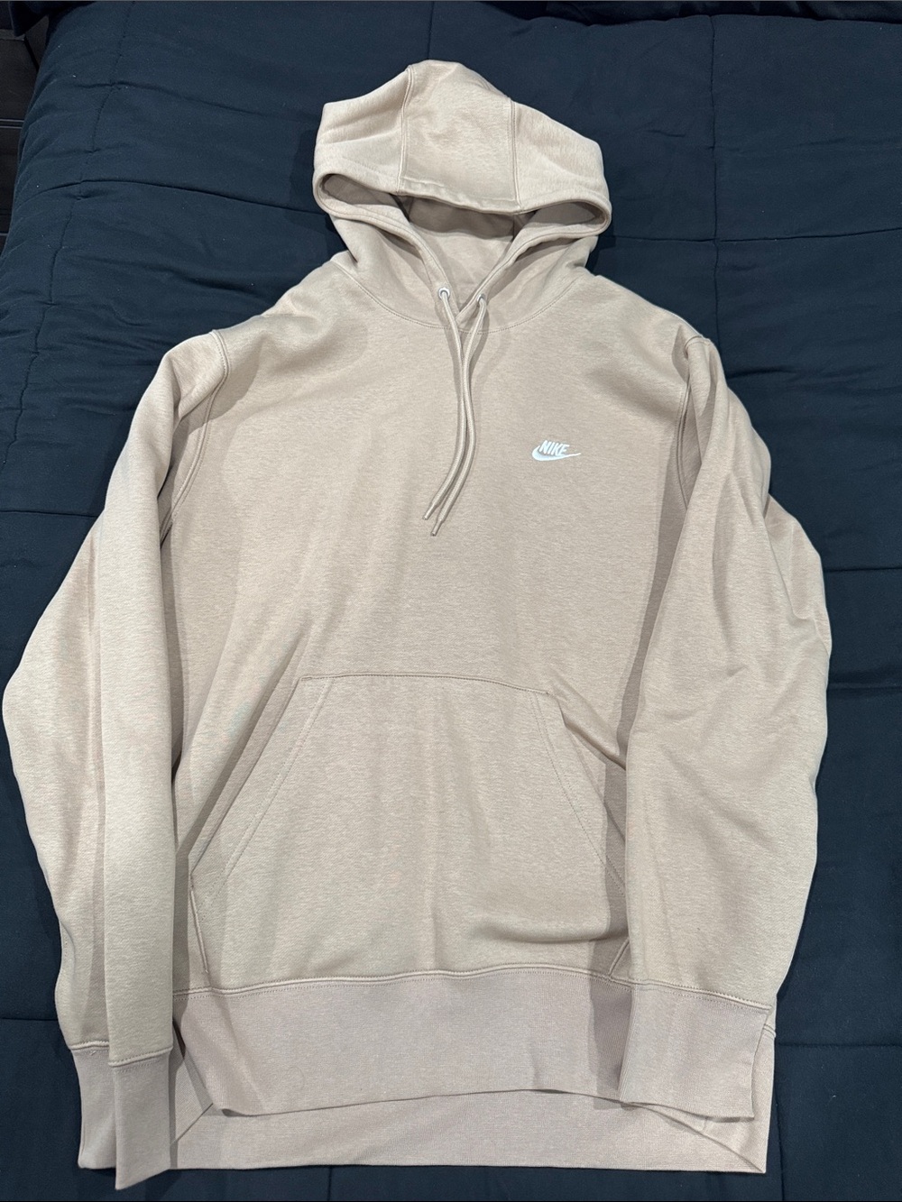 Nike Men's Tan Pullover Hoodie with Small White Swoosh
